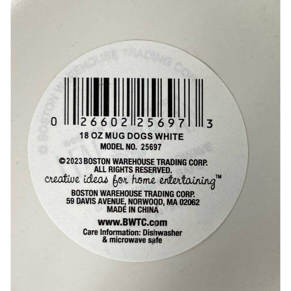 NWT Boston Warehouse Trading 18 oz Mug Dogs White - Picture 8 of 8
